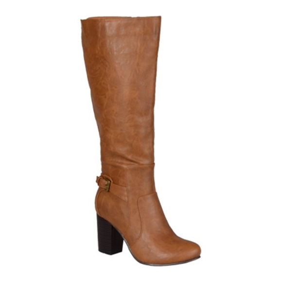 Journee Collection Womens Brown Buckle Accent Padded Carver Round Toe Block Heel - Picture 3 of 7